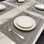 Elegant Hollow Edge Placemats Set - Polyester, Washable, 13x18 Inch - Set of 4 - Image 4