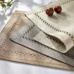 Elegant Hollow Edge Placemats Set - Polyester, Washable, 13x18 Inch - Set of 4 - Image 2