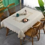 Elegant Beige Embroidered Lace Tablecloth - Image 5