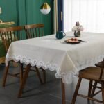 Elegant Beige Embroidered Lace Tablecloth - Image 6