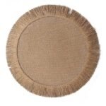 Eco-Friendly Linen Round Placemat with Fringe - Heat Resistant, Non-Slip Kitchen Table Mat - Image 6
