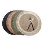 Eco-Friendly Linen Round Placemat with Fringe - Heat Resistant, Non-Slip Kitchen Table Mat - Image 2