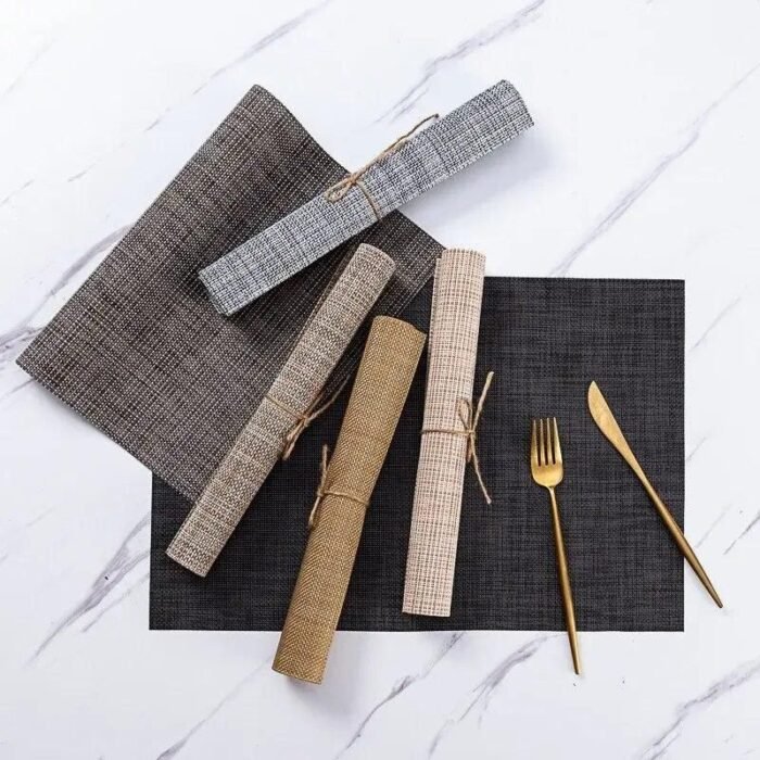 Elegant & Durable PVC Weave Place Mats - Eco-Friendly, Washable Table Pads for Home & Outdoor Use - Image 1
