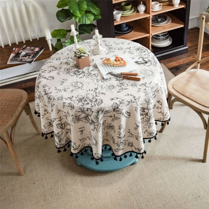 Elegant Floral Round Tablecloth - Image 8
