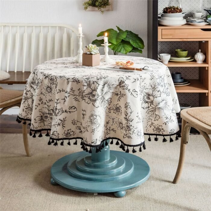 Elegant Floral Round Tablecloth - Image 7