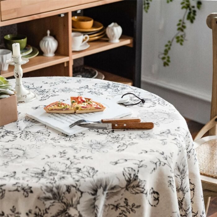 Elegant Floral Round Tablecloth - Image 9