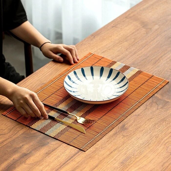 Eco-Chic Bamboo Placemat & Coaster Set - Vibrant, Durable Table Mats - Image 3