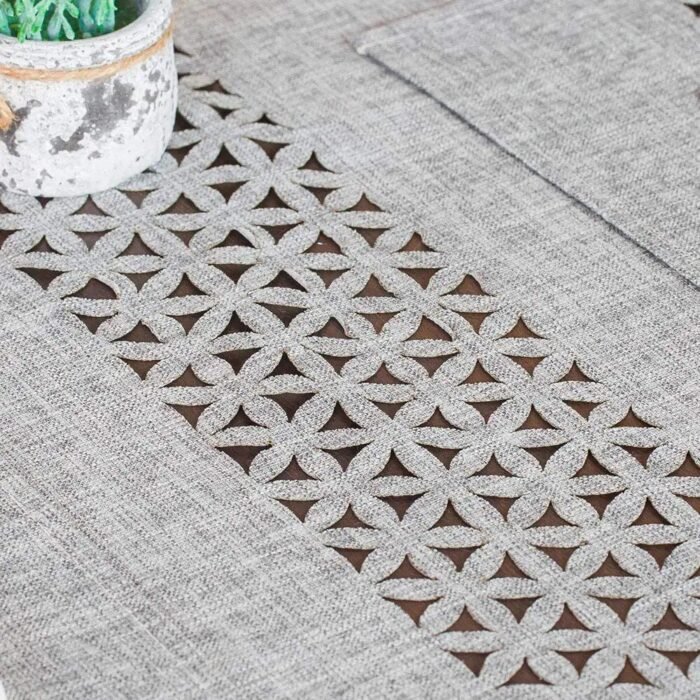 Elegant Gray Hollow Table Runner - Image 4