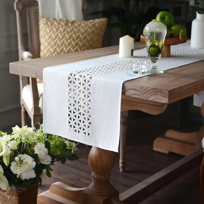 Elegant Gray Hollow Table Runner - Image 5
