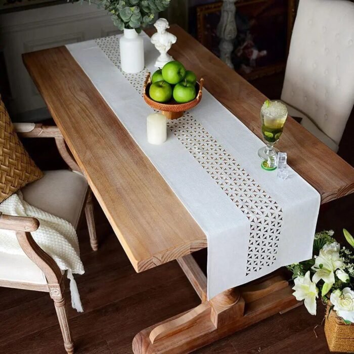 Elegant Gray Hollow Table Runner - Image 7