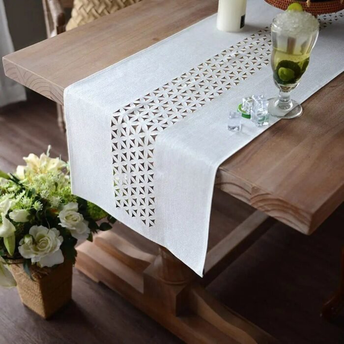 Elegant Gray Hollow Table Runner - Image 6
