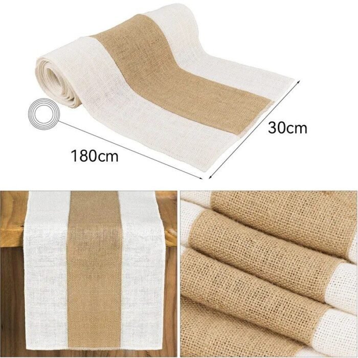 Elegant Farmhouse Burlap Table Runner - Image 5