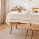 Luxury White Cotton Linen Tablecloth with Tassel Edges - Image 6