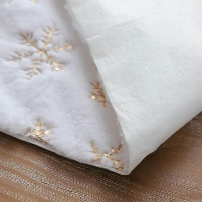 Sparkling Snowflake Faux Fur Christmas Table Runner - Image 7