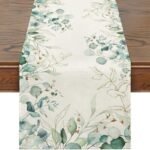 Spring Green Eucalyptus Linen Table Runner - Image 2