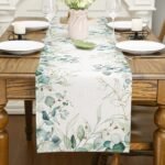 Spring Green Eucalyptus Linen Table Runner - Image 3