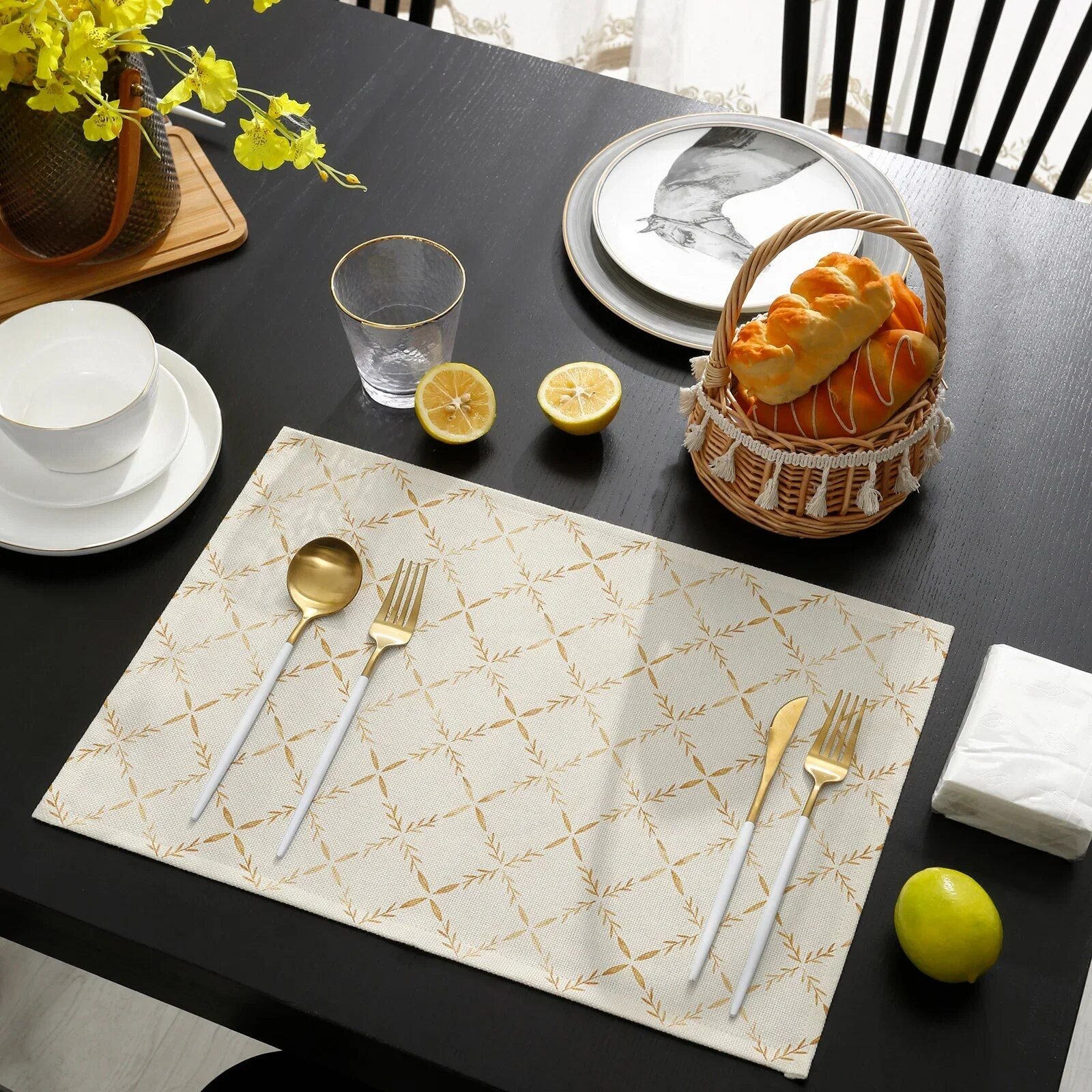 78216-5738e1.jpg Modern Geometric Heat-Resistant Placemats - Eco-Friendly Polyester Table Mats - Image 1