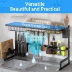 Multi-functional Over Sink Stainless Steel Dish Rack – Space-Saving Kitchen Organizer - Image 3