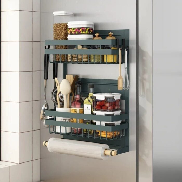 Multi-Tier Magnetic Kitchen Shelf: Space-Saving, Foldable, Versatile Organizer - Image 1
