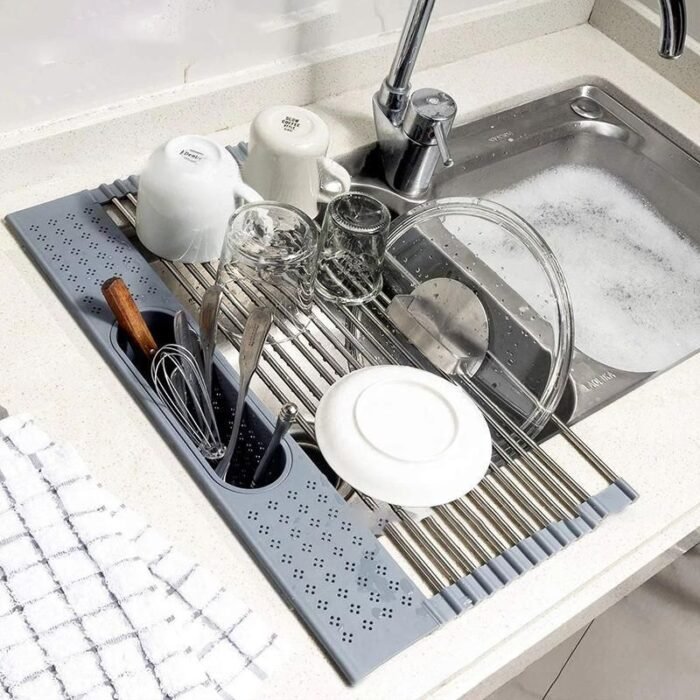 Multi-Use Adjustable Silicone Over Sink Drying Rack - Image 1