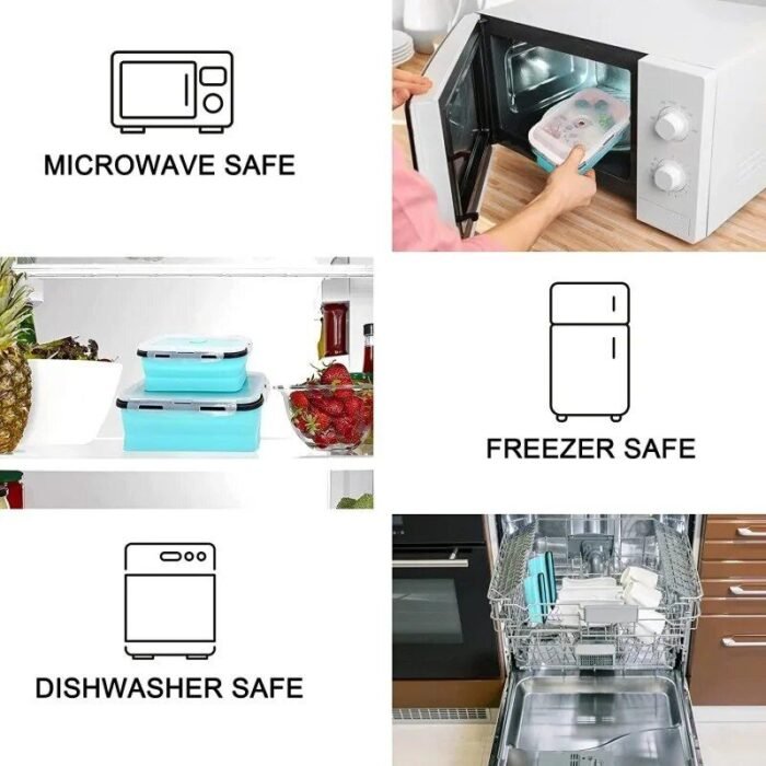 Eco-Friendly Silicone Collapsible Bento Box - 4 Piece Set, Microwavable & Freezer Safe - Image 5