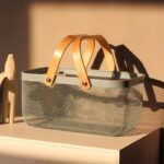 Multi-Purpose Iron Mesh Storage Basket with Wooden Handle - Image 4