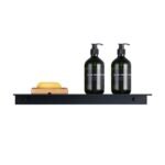 Modern Matte Black Wall-Mounted Aluminum Shelf for Bathroom & Kitchen Storage