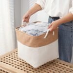 Versatile Large Linen Fabric Storage Basket: Space-Saving, Stylish, and Durable - Image 4