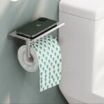 Sleek Aluminum Alloy Toilet Paper Holder with Tray - Image 3