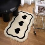 Chic Black & White Heart-Shaped Tufted Rug - Image 3