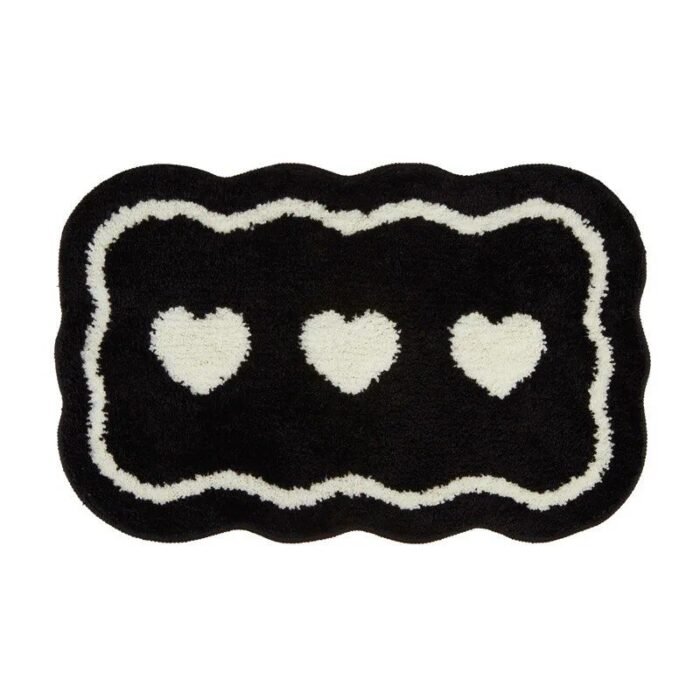 Chic Black & White Heart-Shaped Tufted Rug - Image 4