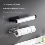 Multi-Purpose Stainless Steel Towel and Paper Rack - Silver/Black, Strong Adhesive - Image 6