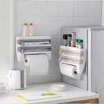 Multi-Function Kitchen Organizer: Wall-Mounted Wrap Cutter and Spice Rack - Image 3