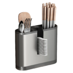 Luxury Gun Grey Wall-Mounted Kitchen Rack with Chopstick and Knife Holder - Image 2