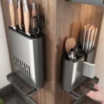 Luxury Gun Grey Wall-Mounted Kitchen Rack with Chopstick and Knife Holder - Image 4