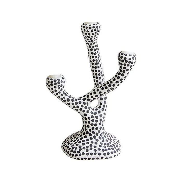 Modern Ceramic Candle Holder with Polka Dot Pattern - Image 7