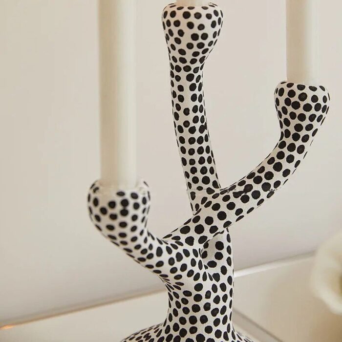 Modern Ceramic Candle Holder with Polka Dot Pattern - Image 5
