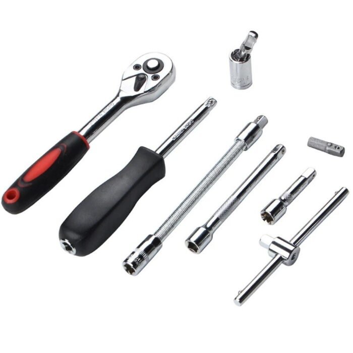 Professional 46-Piece Car Repair Hand Tool Set - Multifunction Ratchet Wrench and Tire Removal Kit - Image 5