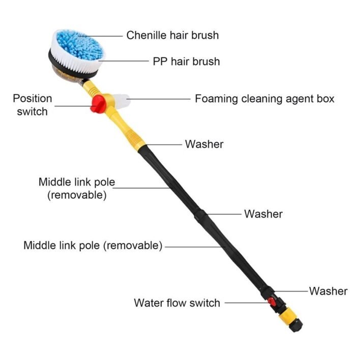 360° Rotating Car Cleaning Foam Brush with Extended Handle - Image 5