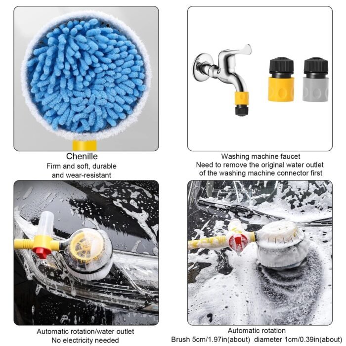 360° Rotating Car Cleaning Foam Brush with Extended Handle - Image 6