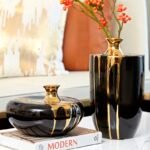 Elegant Black Gold Ceramic Vase