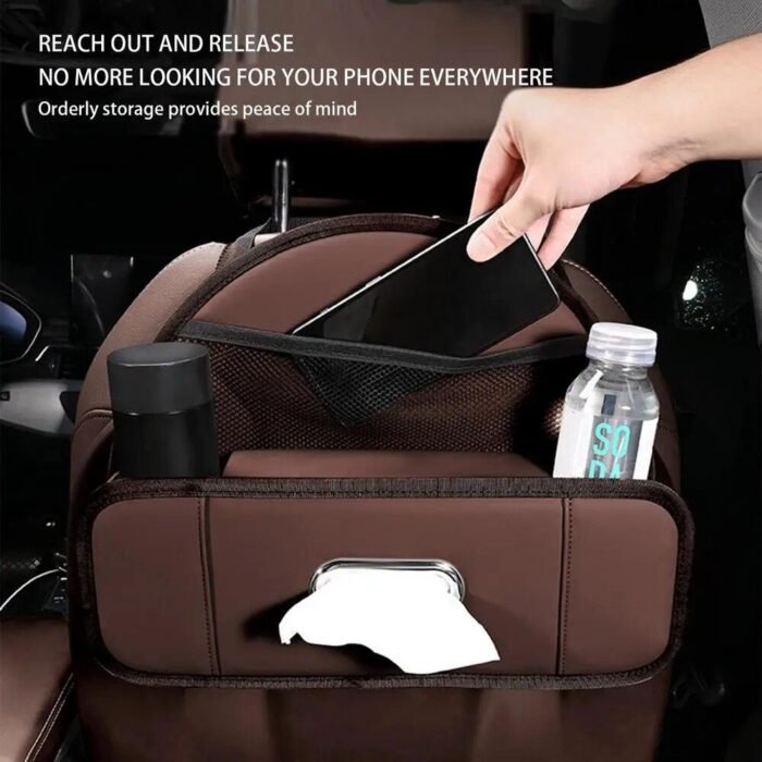 Kid-Friendly Backseat Car Organizer with Phone Mount, Bottle Holder, and Tissue Dispenser - Image 5