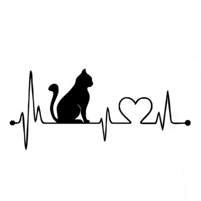 Cat Electrocardiogram Car Decal – Cute EKG Cat Cartoon Sticker for Vehicles & Home Decor - Image 2