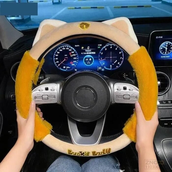 Colorful Plush Winter Steering Wheel Cover - Image 6