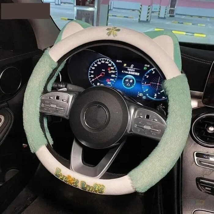 Colorful Plush Winter Steering Wheel Cover - Image 4