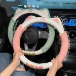 Colorful Plush Winter Steering Wheel Cover - Image 3