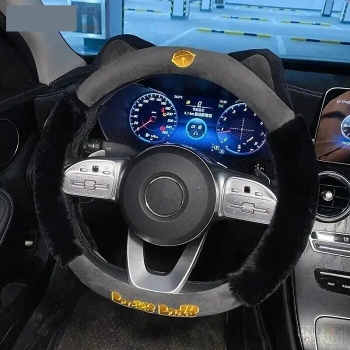 Colorful Plush Winter Steering Wheel Cover - Image 5