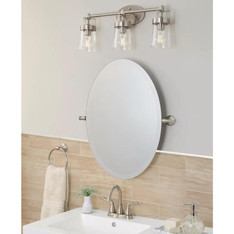 90892-2d0195.jpeg Elegant Satin Nickel 23" Round Tilt Bathroom Mirror - Modern & Durable - Image 1