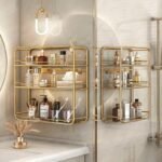 Luxurious Gold Three-Layer Wall Mounted Bathroom Shelf - Image 2