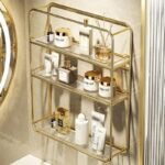 Luxurious Gold Three-Layer Wall Mounted Bathroom Shelf - Image 7